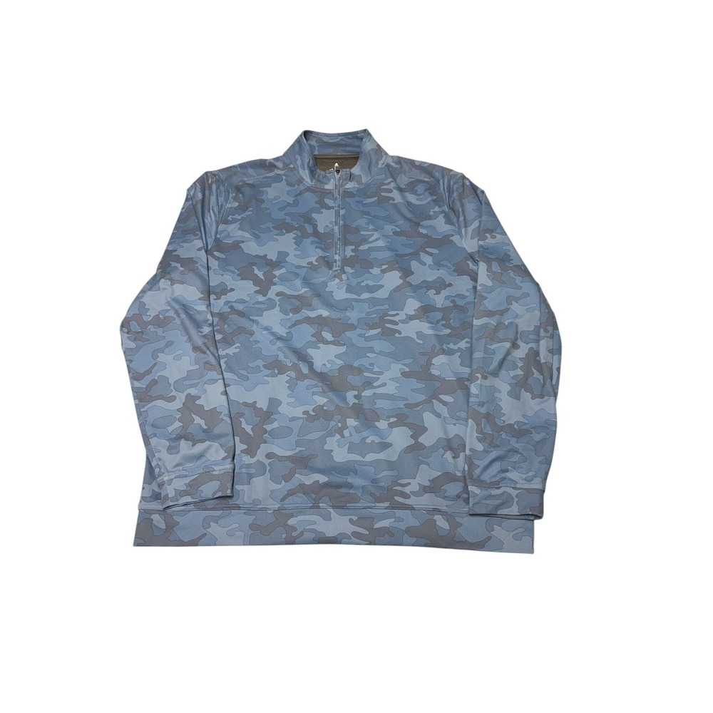 johnnie-O Titan Quarter Zip Pullover Mens Large Lake Blue Camo JMKO2780